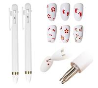 4 in 1 Nail Art Drill Pen,Nail Dotting Pen,Quick-Paint Dotting Tools Nail Art Pen,Pattern Tracing Pen,Nail Art Tip Dot Paint Manicure kit (2 pcs)