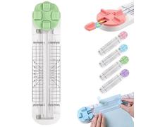 4 in 1 Paper Cutter, Duomiluo 4 en 1 Coupe-Papier, Massicot multifonction avec ligne droite, ondulée, pointillée, perforée, rainurée, Outil de scrapbooking pour papier, photo, cartes postales (Vert)