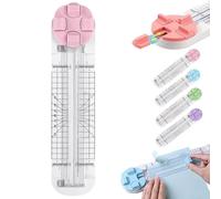 4 in 1 Paper Cutter, Duomiluo 4 en 1 Coupe-Papier, Massicot multifonction avec ligne droite, ondulée, pointillée, perforée, rainurée, Outil de scrapbooking pour papier, photo, cartes postales (Rose)