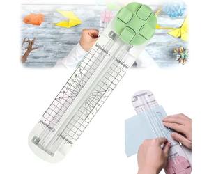 4 in 1 Paper Cutter Duomiluo, 4-in-1 Multi-Function Paper Trimmer, 4 Style Multi-Function Trimmer with Straight, Wavy, Perforation and Crease Blade, for Cutting Paper,Coupons (Green)