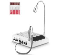 4 In 1 Ponceuse pour Ongles Professionnel, Aspirateur Poussiere Ongle, Repose Main Ongle avec Réglable à 360° Lumière Led, 30000 Rpm Lime a Ongle Electrique, Machine a Ongle pour Salon/Maison