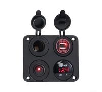 4-in-1 Power Panel 12V/24V Dual USB Voltmeter Switch(Red)