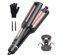 4 In 1 Réglable Boucleur Wavy - 22/25/32/38mm Boucleur a Cheveux pour 4 Styles d'ondulations, Anti-brûlure, Convient aux Débutants, Chaleur Constante Ciblée, Display Digitale, 4 Temperature, Noir Rose