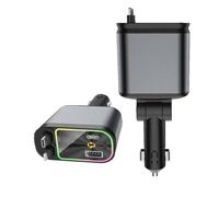 4 in 1 Retractable Car Charger - Starlight in Car Roof, (2.6FT) Adjustable Fast Car Phone Charging Cable, Dual USB Ports Type C Car Charger Adapter for iPhone Samsung Multi Device Charging