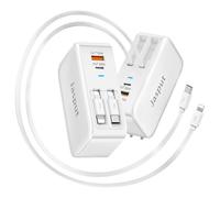 4 in 1 Retractable Wall Charger with Dual Cables,40W Retractable Phone Charger Wall Plug with Dual USB Ports,20W USB C Chargers Block Fast Charging for iPhone 17 16 15 14 13,LG,Galaxy S24 23,Pixel