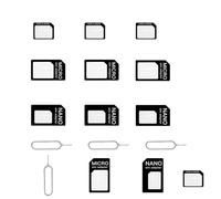 4 in 1 SIM Nano Adaptateur de Carte, 4 Set Nano SIM Cartes Kit, Adaptateur SIM et Epingle D'ejection, pour Smartphones