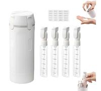 4 in 1 Travel Dispenser Bottle, Leakproof Silicone Reusable Toiletries Container Set with Scale Label Shampoo Lotion Conditioner Cream Storage for Flights Gym Bag Weekends Away (White)