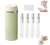 4 in 1 Travel Dispenser Bottle, Leakproof Silicone Reusable Toiletries Container Set with Scale Label Shampoo Lotion Conditioner Cream Storage for Flights Gym Bag Weekends Away (Green)