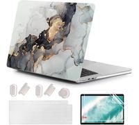 4 in 1 Ultra-Thin Case for Macbook Air 13.6 Inch M4 M3 M2 2022 2024 2025 Model A3240 A3113 A2681, Plastic Hard Case & Keyboard Cover for MacBook Air 13 M4, Golden Marble 2