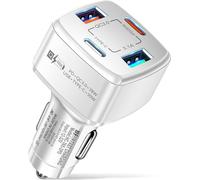 4-in-1 Usb Charger Fast Charging Dock Dock Type-c 38w Pd Qc3.0 3.1a 2usb Dual Row Car Adapter Blanc