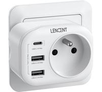 4 in 1 USB Mains Charger Socket with 1 AC Output 2 USB Ports and 1 USB C with Mini Body for Office/Kitchen/Bedroom 4000W