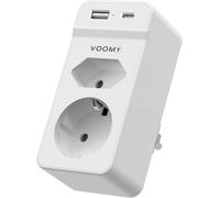 4 In 1 Usb Wall Power Strip Power Strip 2 Sockets 1 Usb-C Port And 1 Usb-A Port, 4000 W Multi Usb Socket, Electric Triplet For Home, Office, Travel, White
