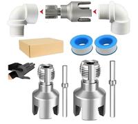 4 in 1 Water Pipe Wrench,Universal Water Pipe Threader Set,Integrated Internal and External PVC Plumbing Pipes Thread Cutter Tool,Opener Compatible Electric Drill for 1/2",3/4",1" Pipe (1/2"+3/4")