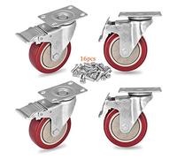 4 Inch Caster Wheels Heavy Duty Casters Set of 4 Locking Industrial Swivel Top Plate Casters Wheels with Brake for Furniture and Workbench Cart
