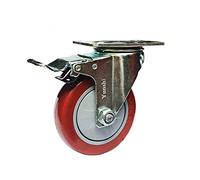 4 Inch Red Wheels Casters Trolleys Wheel with Brake Fixed Shaft Wearable Mute 130kg Ndustrial Casters 1Pcs Casters