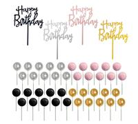 4 Inserts Pour Gâteaux D'Anniversaire, 40 Boules Dorées, Inserts De Décoration De Gâteaux, Inserts À Paillettes, Kit De Décoration De Gâteaux