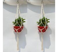 4 jambes Tricot de coton à la main un support de pot de fleurs accrocher panier fleur plante corde Tricot de coton à la main et de chanvre corde plante accrocher pot de fleur Ha
