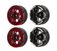 4 jantes de roue pour voiture RC de 1,9 pouce, jantes Beadlock légères en fibre de carbone pour véhicule télécommandé à échelle 1/10, compatibles avec le SCX10 RR10 pour l’explorat (Rouge)