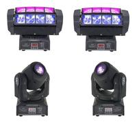 4 JEUX DE LUMIERE PROFESSIONNEL PACK 2 QUAD8FX AFX LIGHT + 2 LYRES GOBO DMX puissantes ! PA DJ LED MIX SONO BAR CLUB DISCO SOIREE