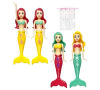 4 Jouets sirène avec 1 Sac de Rangement, Jouet de Piscine pour Enfants, Sac de Jouets de Piscine de plongée sous-Marine, Parfait pour Les fêtes au Bord de la Piscine et Les Jeux Aquatiques.