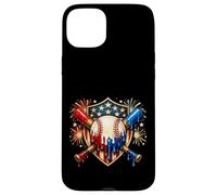 4 Juillet Baseball Drip Ice Cream Drapeau américain Patriotique Coque pour iPhone 15 Plus