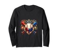 4 Juillet Baseball Drip Ice Cream Drapeau américain Patriotique Manche Longue
