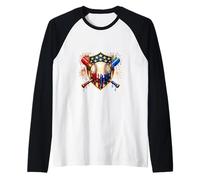 4 Juillet Baseball Drip Ice Cream Drapeau américain Patriotique Manche Raglan