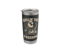 4 juillet BBQ Eagle Grillmaster Humour patriotique Gobelet isotherme en acier inoxydable double paroi