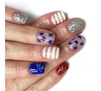 4 juillet colle sur les ongles courts carrés faux ongles jour de l'indépendance français