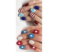 4 Juillet Colues Sur Les Clous À Clous Courts Faux Nails Independence Day French Tip Press On Artificiel Acrylique Independence Day French Tip Press Nail