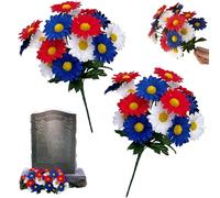 4 Juillet Décorations de Fleurs, 2pcs Artificiel Rouge Blanc Bleu maraicule Bouquet de Fleurs, Bouquets commémoratifs patriotiques pour décoration fête Mariage à Domicile