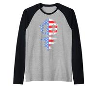 4 Juillet Disc Golf Dad USA Flag Sunset Funny Pater's Day Manche Raglan