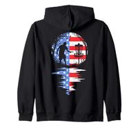 4 Juillet Disc Golf Dad USA Flag Sunset Funny Pater's Day Sweat à Capuche