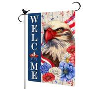 4 Juillet Drapeau de Jardin Drapeau Patriotique | Drapeau de Jour Memorial de Bienvenue | Drapeaux de Jardin avec - Impression de Motif pour le 4 juillet Cour, Double Face 30,5 x 45,7 cm