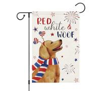 4 Juillet, Golden Retriever Rouge, Blanc Et Ouaf, Jour De L'Indépendance Drapeau Double Face Drapeau De Jardin Solide Drapeaux Pour Balcon Fête Intérieur 30X45Cm