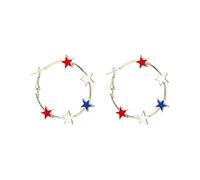 4 juillet, jour de l'indépendance américain, étoile créative à cinq branches, boucles d'oreilles drapeau rouge, bleu et blanc, bijoux à la mode pour femmes comme cadeau de designer (or, taille unique)