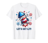 4 juillet Let's Get Lit Dabbing Rocket Fireworks Patriotic T-Shirt