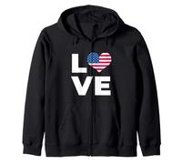 4 Juillet Love USA Drapeau américain Sweat à Capuche