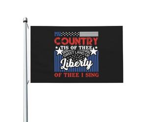 4 Juillet Mon Pays, C'Est De Toi, Douce Terre De Liberté, Je Te Chante Garden Flag Avec Œillets Bannière Drapeau Pour Célébrations Cour Maison 3X5Ft