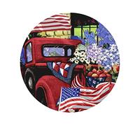 4 Juillet Patriotic Old Red Truck Print Leather Coasters Set de 6, Café Thé Coasters, Quatre Formes au Choix
