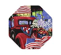 4 Juillet Patriotic Old Red Truck Print Leather Coasters Set de 6, Café Thé Coasters, Quatre Formes au Choix
