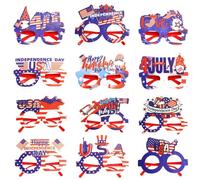 4 juillet Photo Booth accessoires, accessoires de photographie | Accessoires de photographie Lunettes de jour de l'indépendance | 12 verres pour le jour du Souvenir, Vétérans, Choix - Thèmes