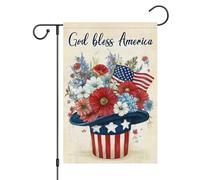 4 Juillet, Que Dieu Bénisse L'Amérique, Chapeau Patriotique De L'Oncle Sam, Fleur Bannière Cour 30X45Cm Drapeaux Double Face Décoratif Drapeau De Cour Pour Clubs Chambres Fêtes