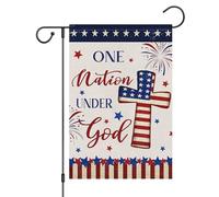 4 Juillet Une Nation Sous Dieu Croix Patriotique Drapeau 30X45Cm Bannière Double Face Durable Drapeau De Cour Pour Ferme Vacances Clubs