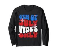 4 juillet Vibes Only Cute Retro American Girls Kids Teen Manche Longue