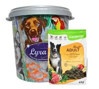 4 kg de Lecker.Pet® Luna's Adult Autruche avec pomme de terre & pomme Nourriture sèche pour chiens Nourriture complète en baril de 30 L