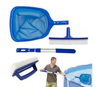 4 Kit De Nettoyage De Piscine, Filet De NettoyageDe Piscine avec Poteau Réglable, Épuisette DePiscine, Brosse De Nettoyage DePiscine, Accessoires pour Nettoyer Les bassins de Jardin