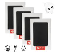 4 Kit Empreinte Chien, Kit empreinte main pied bébé et empreinte chien, Kit empreinte chat, Tampon Clean Touch pour empreinte bébé nouveau-né et empreinte animale, Idéal comme cadeau