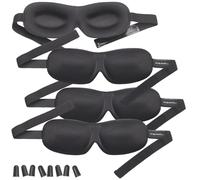 4 kits sommeil avec masques occultant, bouchons d'oreilles et sacs de rangement [Pearl]