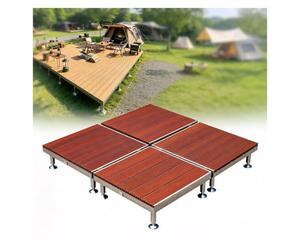 4 Kits Terrasse Modulaires, Plateforme Flottante à Rayures | Hauteur Réglable Plateforme WPC Cadre Acier, Tout Temps, Entrelacé Installation Facile(Red,100cm(39in) x 4-Pack)